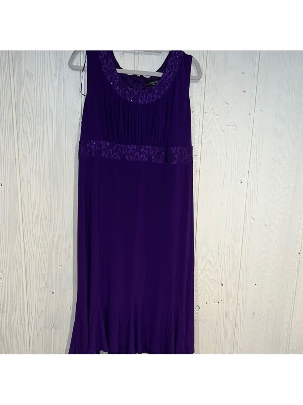 R and M Richards Purple Sleeveless Sequin Dress 14W
